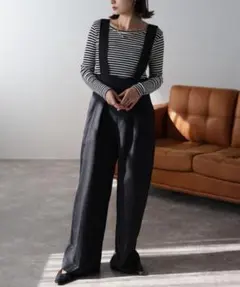 Bonjour Saganハイウエストサロペットパンツ