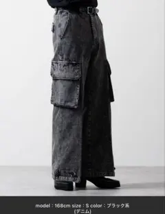 【CLEL】M-47 ミリタリーフレアカーゴパンツ S ブラック系のサムネイル