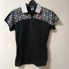 YONEX レディース ポロシャツ M 黒/白 花柄