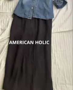 AMERICANHOLIC リブナロースカート 黒　レディースL