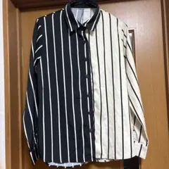 ストライプデザイン長袖シャツ　アンティカ