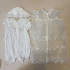 ホワイト フリル付き ツーウェイ・ドレスオール