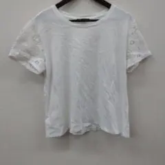 (15)ZARA レーススリーブ Tシャツ ホワイトのサムネイル