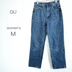 【GU】デニム ジーパン ハイウエストストレートジーンズ カジュアル M