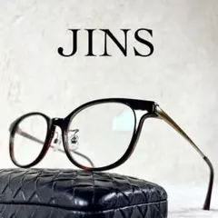 極美品　JINS　メガネ　LRF-16S-055M　ブラウン・ゴールドフレーム