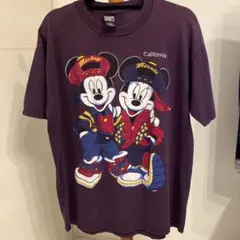 古着 90's ディズニー ミッキー ミニー Tシャツ パープル　L