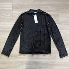 【新品未使用】GU ベロアプルオーバー 長袖 ブラック M