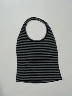 韓国購入　ボーダーホルダーネックトップス　ノースリーブ　伸縮性