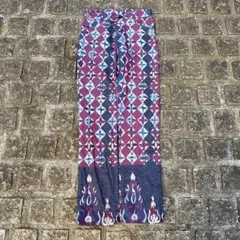 一点物 BOX&COX 総柄パンツ 民族調 インディゴ染め