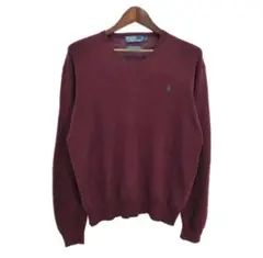Polo by Ralph Lauren バーガンディ Vネック ニット L