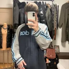 adidasアディダストラックジャケットジャージジップブルゾン紺ネイビーy2k