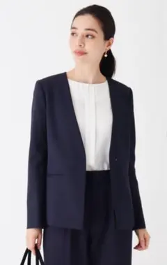 OPAQUE.CLIP CARREMAN ノーカラーVストレッチジャケット