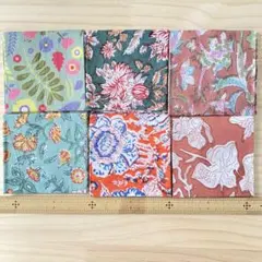 No.11 インドのブロックプリント生地＊6種類セット　約40㎝×40㎝