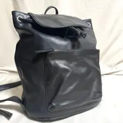 アニエスベー　リュック　2way 巾着　ロゴ型押し　オールレザー　黒　レディースのサムネイル