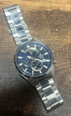 カシオ エディフィス EFR-539L-7C ネイビー 本革ベルト 中古 - メルカリ