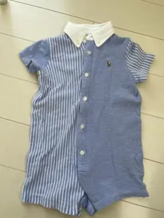 Ralph Lauren ロンパース 9M 青 ストライプ