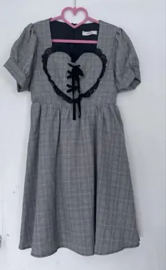Ank Rouge グレンチェック柄 ハート型ワンピース