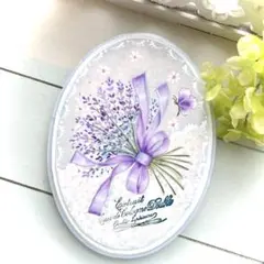 トールペイント作品　ミニサイズ　壁飾り　ラベンダー　レース模様　インテリア雑貨のサムネイル