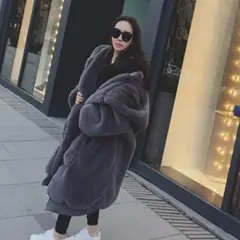 【L】秋冬 ロングファーコート 防風 ファション 厚い レディース