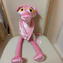 新品ピンクパンサーむぎゅっときらっとBIGぬいぐるみ　ピンク③