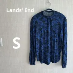 Lands' End 長袖Tシャツ S 青花柄