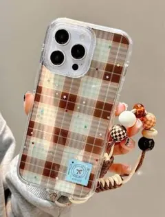 iPhone13用 チェック柄ケース・ストラップ