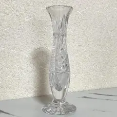 カットガラス 一輪挿し 花瓶 高さ約21cm クリアガラス 花器