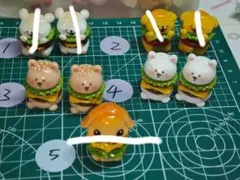 動物キャラクター ハンバーガー デコレーションパーツ