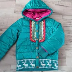 ターコイズダウンコート100cmチロリアン柄子供アウターオシャレアウター