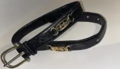 CELINE 本革 レザーベルト 馬車金具 ブラック レディース イタリア製