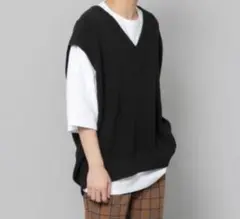 SENSE OF PLACE エクストラルーズVネックニットベスト ブラック