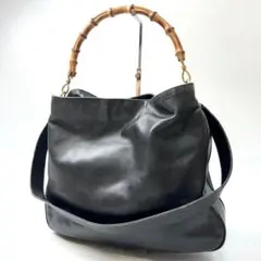 グッチ バンブー レザー ショルダーバッグ 中ベタつきあり - メルカリ