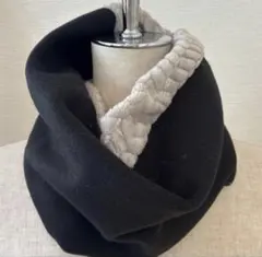 お得❤️ブラック❤️ジャガードボア　フリース　スヌード　マフラー　灰色　黒　グレー