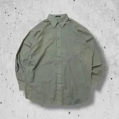 Van Heusen チェック ボタンダウンシャツ グリーン系 ビッグシルエット