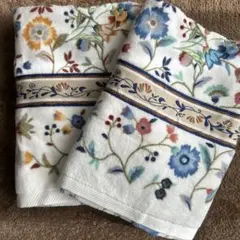 新品未使用　花柄刺繍バスタオル2枚セット
