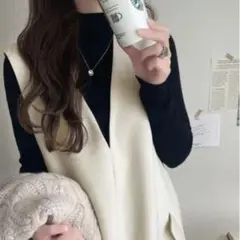 Classical Elf ポケット付きＶネックワンピース　 ホワイト