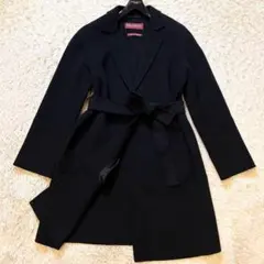 【美品 クチートアマーノ✨️MaxMara STUDIO】 黒 カシミヤ コート
