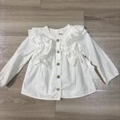 ZARA フリル付きホワイトシャツ 3-4歳