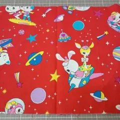 １点のみ　ハニーチューン　宇宙がら　ハギレ　赤