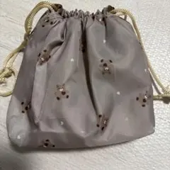 くま柄 巾着袋