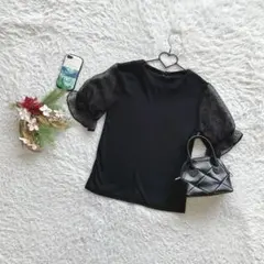 ロペピクニック カットソー シアー袖 五分袖 38/M きれいめ フリルリブ