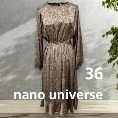 美品　ナノユニバース　花柄　ボリューム袖ワンピース　36