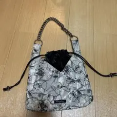 刺繍ショルダーバッグ グレー、黒