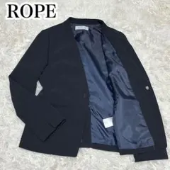 ROPE ノーカラージャケット　洗える　ネイビー　40