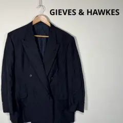 【極美品】GIEVES & HAWKES テーラードジャケット ダブル ネイビーのサムネイル