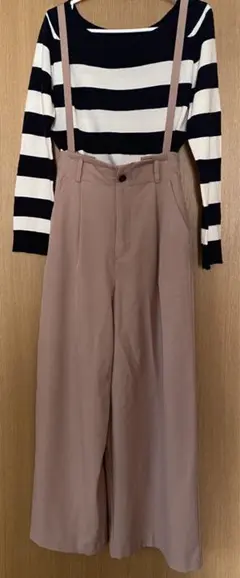 グラシア　サロペット　ワイドパンツ　くすみピンクのサムネイル