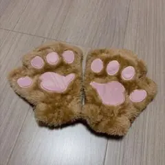 猫の肉球 指切りグローブ 茶色のサムネイル