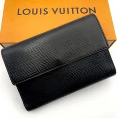 鑑定済み ルイヴィトン ポルトトレゾール エテュイ パピエ エピ 財布 革 黒