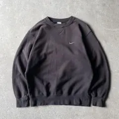 00s NIKE ワンポイント 刺繍ロゴ スウェット フェード ブラック 前V