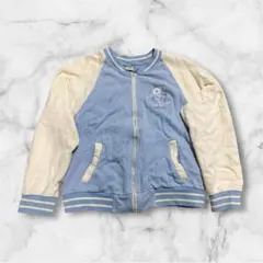 メゾピアノ　ブルゾン　スカジャン　ジャケット　ジップアップ　花柄　水色　Ｌ160